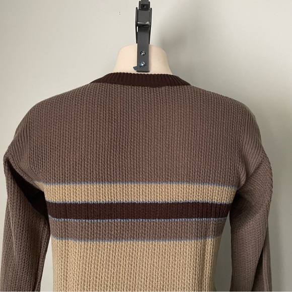 Vintage Kennington California Academia Vneck Knit Sweater Brown Tan Size Small - Picture 2 of 9